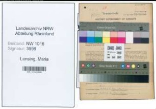 Entnazifizierung Maria Lensing , geb. 19.09.1893 ()