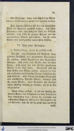 VI. Von dem Betragen.
