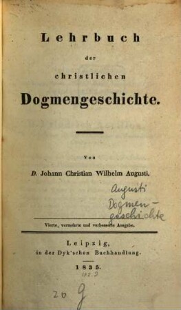 Lehrbuch der christlichen Dogmen-Geschichte