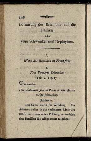 Formirung des Bataillons auf die Flanken; oder vom Schwenken und Deployiren.