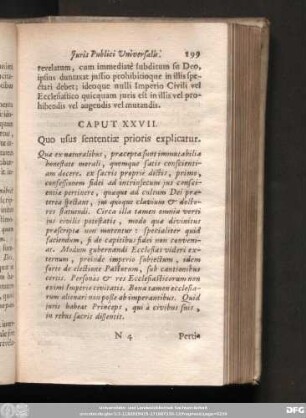 Caput XXVII. Quo usus sententiae prioris explicatur.