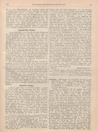 206-207 [Rezension] Zwingliana. Mitteilungen zur Geschichte Zwinglis und der Reformation. 1918, Nr. 1/2 u. 1919, Nr. 1. (Bd. III, Nr. 11 - 13.)