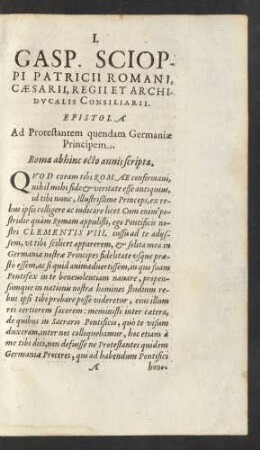 Epistola Ad Protestantem quendam Germaniae Principem ...