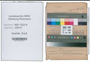 Entnazifizierung Erich Koehler , geb. 18.04.1903 (Vertreter)