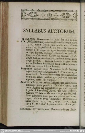 Syllabus Auctorum