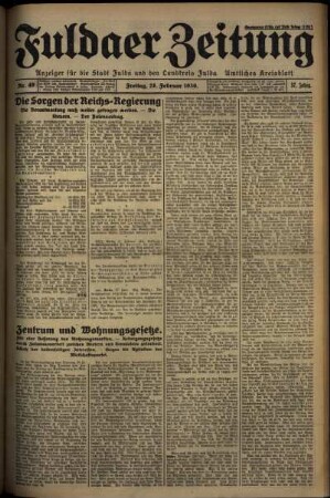 Erste Ausgabe vom Freitag, den 28. Februar 1930.