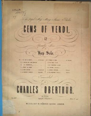 Gems of Verdi : 12 operatic airs for harp solo ; op. 149. 7, Parigi o cara : La traviata