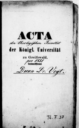 Dekanat Carl August T. Vogt
