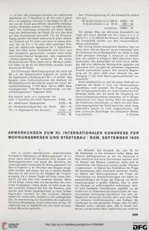 4: Anmerkungen zum XII. Internationalen Kongress für Wohnungswesen und Städtebau, Rom, September 1929