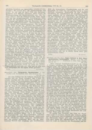 465-466 [Rezension] Kesseler, Kurt, Pädagogische Charakterköpfe. 5. Aufl