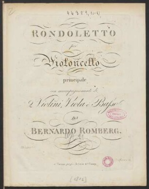 Rondoletto per Violoncello principale con accompagnamento di 2 Violini, Viola é Basso