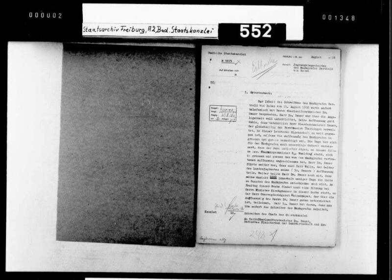 Jagdangelegenheiten des Markgrafen Berthold von Baden