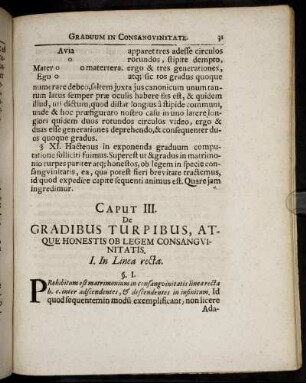 Caput III. De Gradibus Turpibus, Atque Honestis Ob Legem Consanguinitatis.