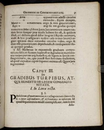 Caput III. De Gradibus Turpibus, Atque Honestis Ob Legem Consanguinitatis.