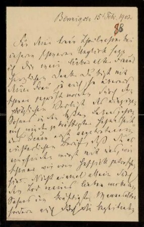 88: Brief von Rudolf von Bennigsen an Gottlieb Planck, Bennigsen, 15.2.1902