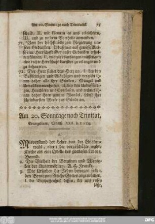 Am 20. Sonntage nach Trinit. Evangelium, Matth. XXII. v. 1 - 14.