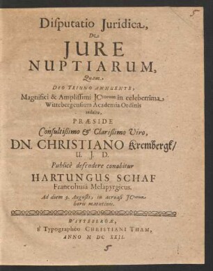 Disputatio Iuridica De Iure Nuptiarum
