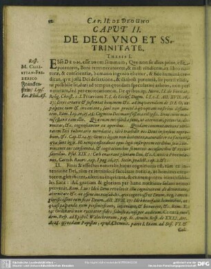 Caput II. De Deo Uno Et SS. Trinitate