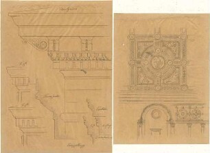 Lange, Ludwig; Lange - Archiv: VI.1 Renaissance in Italien (vorw. Details) - Palazzo Strozzi - Gesimse (Detail, Schnitt); Architektur (Details)