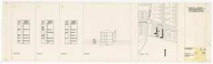 Forschungsinstitut für angewandte Mikroskopie, Photographie und Kinematographie, Karlsruhe: Vorentwurf C. Grundrisse, Schnitt 1:200, Lageplan 1:1000