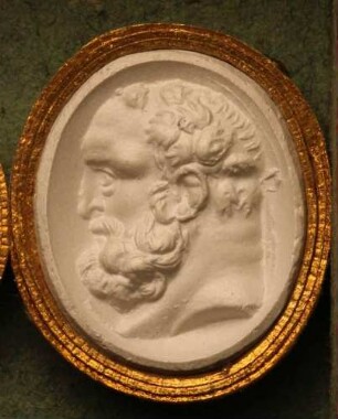 Profilkopf des bärtigen Herkules mit Pappelweidenkranz (Daktyliothek, Erstes Mythologisches Tausend)