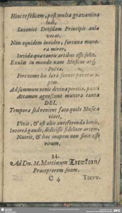 34. Ad Dn. M. Martinem Trewkorn, Praeceptorem suum