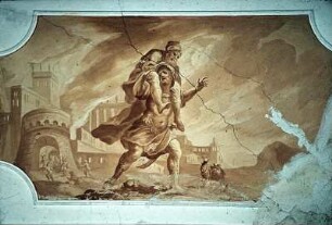 Aeneas trägt Anchises aus dem brennenden Troja