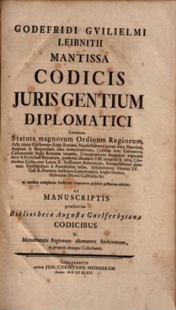 Codex iuris gentium diplomaticus, [2]. Mantissa codicis iuris gentium diplomatici