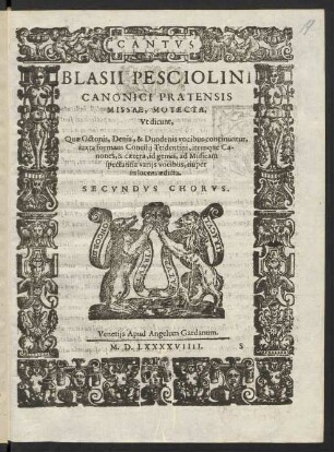 Secundus Chorus. Cantus