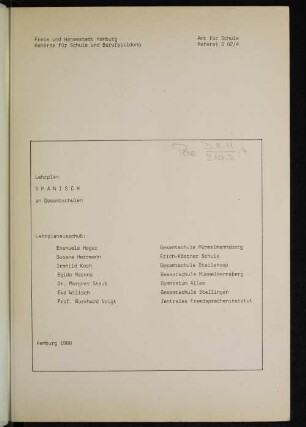 Lehrplan Spanisch an Gesamtschulen