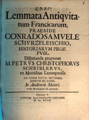 Lemmata antiquitatum Francicarum