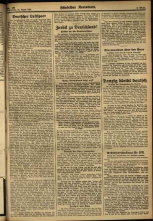 Zweite Ausgabe vom Donnerstag, den 31. August 1933.