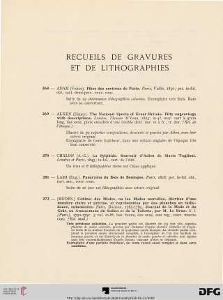 Recueils de Gravures et de Lithographies (Nr. 268-276)
