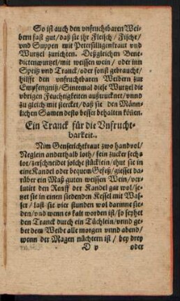Ein Tranck für die Unfruchtbarkeit.