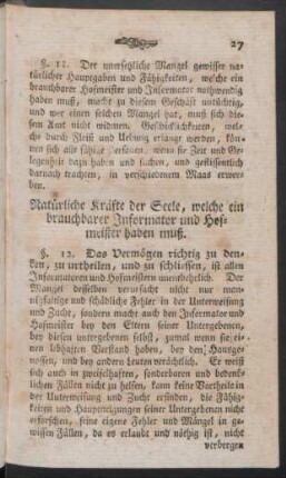 [IV.] Natürliche Kräfte der Seele, welche ein brauchbarer Informator und Hofmeister haben muß [§. 12.]
