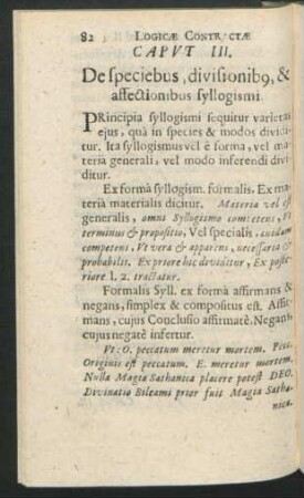 Caput III. De speciebus, divisionibus, & affectinibus syllogismi.