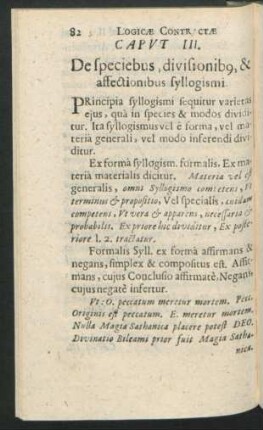 Caput III. De speciebus, divisionibus, & affectinibus syllogismi.