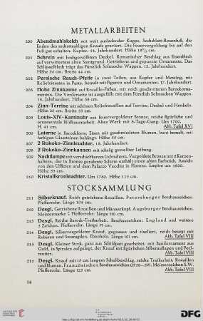 Metallarbeiten (Nr. 200-210)