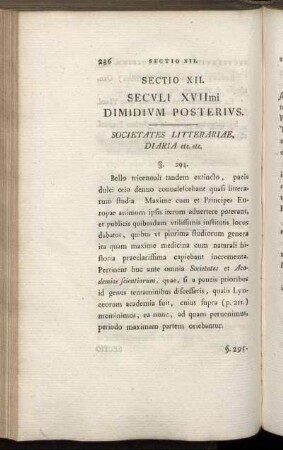Sectio XII. Seculi XVIImi Dimidium Posterius