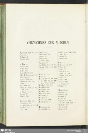 Verzeichniss der Autoren