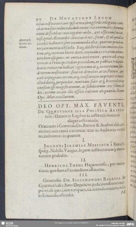 Deo Opt. Max. Favente, De Quaestione Illa Politica Aristotelis