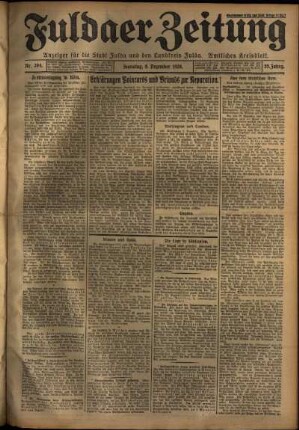 Erste Ausgabe vom Samstag, den 08. Dezember 1928.