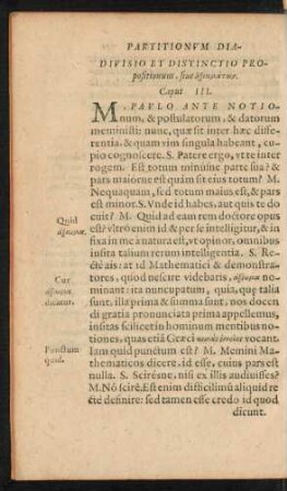 Divisio Et Distinctio Propositionum ... Caput III.