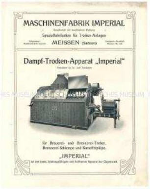 Dampf-Trockenapparat für Brauereien und Brennereien