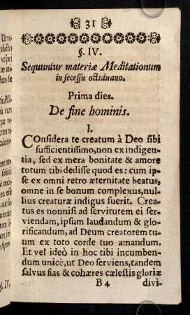 31-38, Prima Meditatio, de fine hominis.