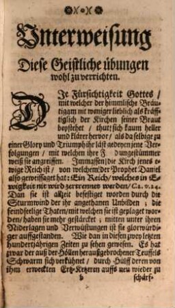 Heilige Einöde Oder Heylsame Unterrichtung, Wie eine Gott liebende Seel, Absonderlich Die Gottgeheiligte Personen So wohl in- als ausserhalb denen Jungfrawen Clösteren Mit nützlichem Auffnehmen sich zu gebrauchen haben der Geistlichen Ubungen Deß H. Ignatii