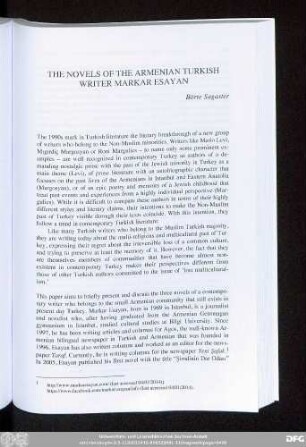 The Novels Of The Armenian Turkish Writer Markar Esayan Börte Sagaster