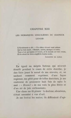 Chapitre XIII. Les remarques singuliéres du Docteur Lenoir
