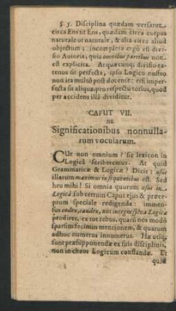 Caput VII. De Significationibus nonnullarum vocularum.