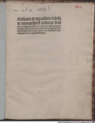De republica ecclesiae et monachorum ordinis divi patris Benedicti : Köln 1.9.1493